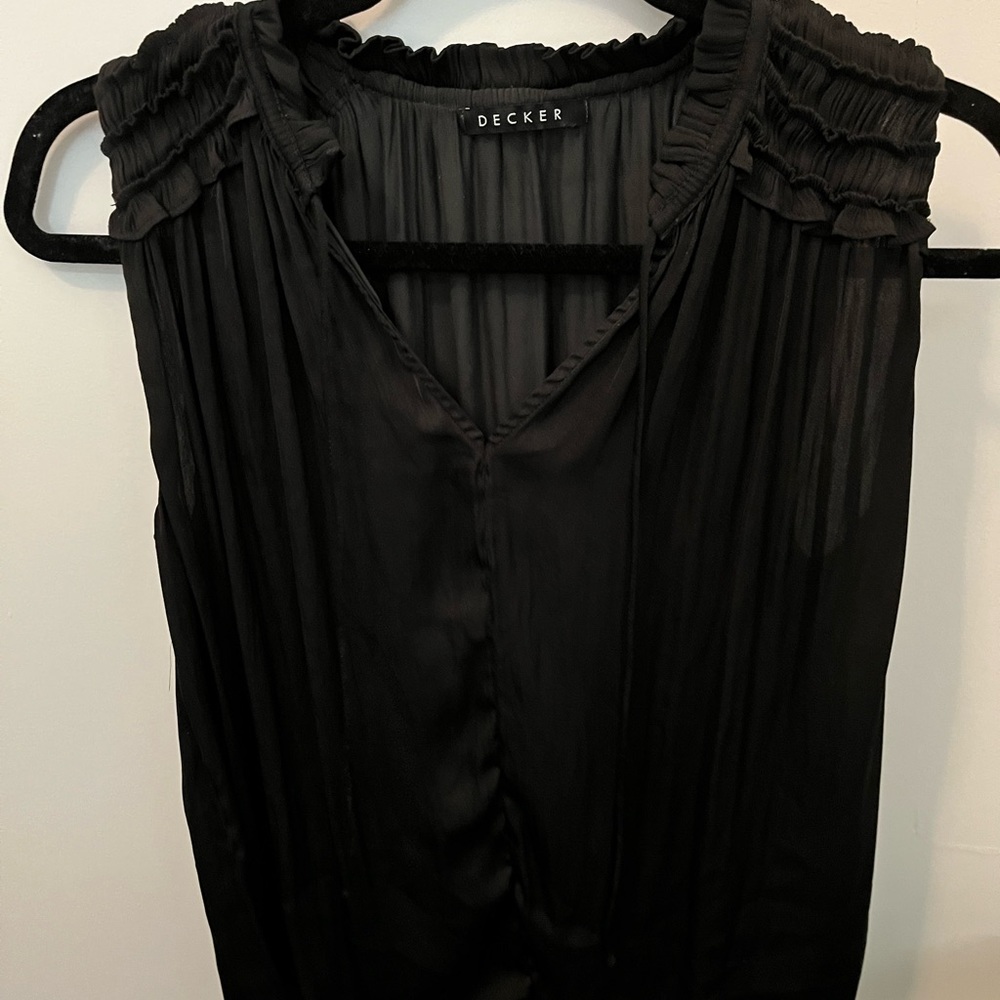 Decker black blouse v neck with strings